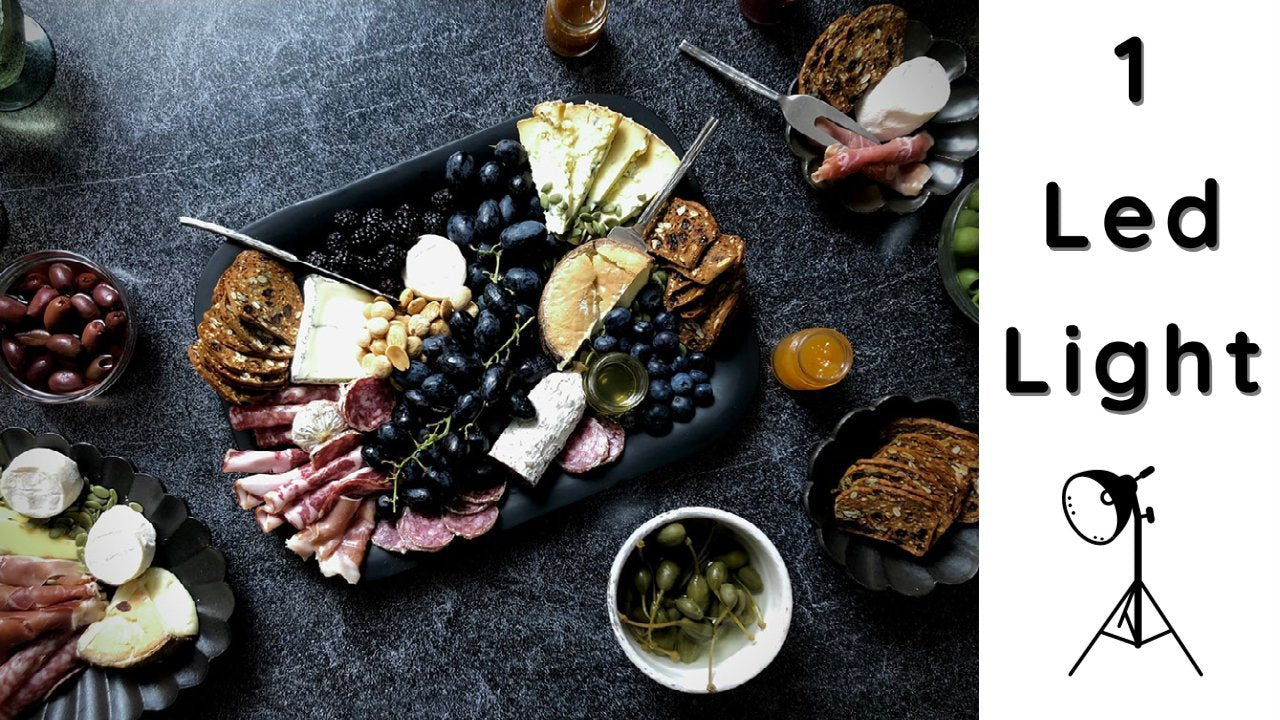 Charcuterie board photography setup by Monique Sourinho.