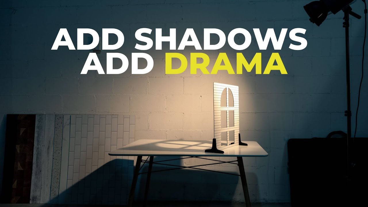 Shadow Board set up on table to add shadows and drama to product photos.