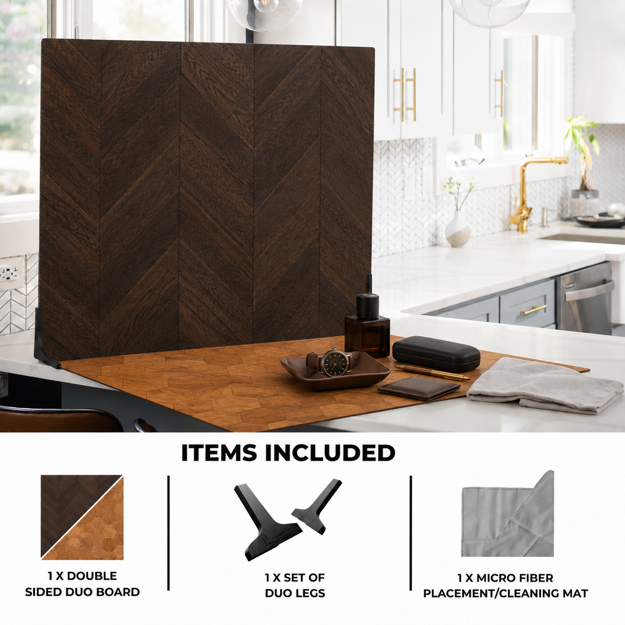 Dark Walnut Chevron / Warm Wood Honeycomb - XL