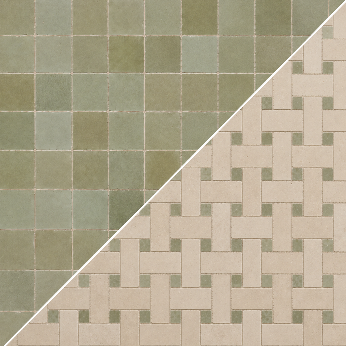 Mosaic Muted Sage / Mosaic Ivory & Sage - XL