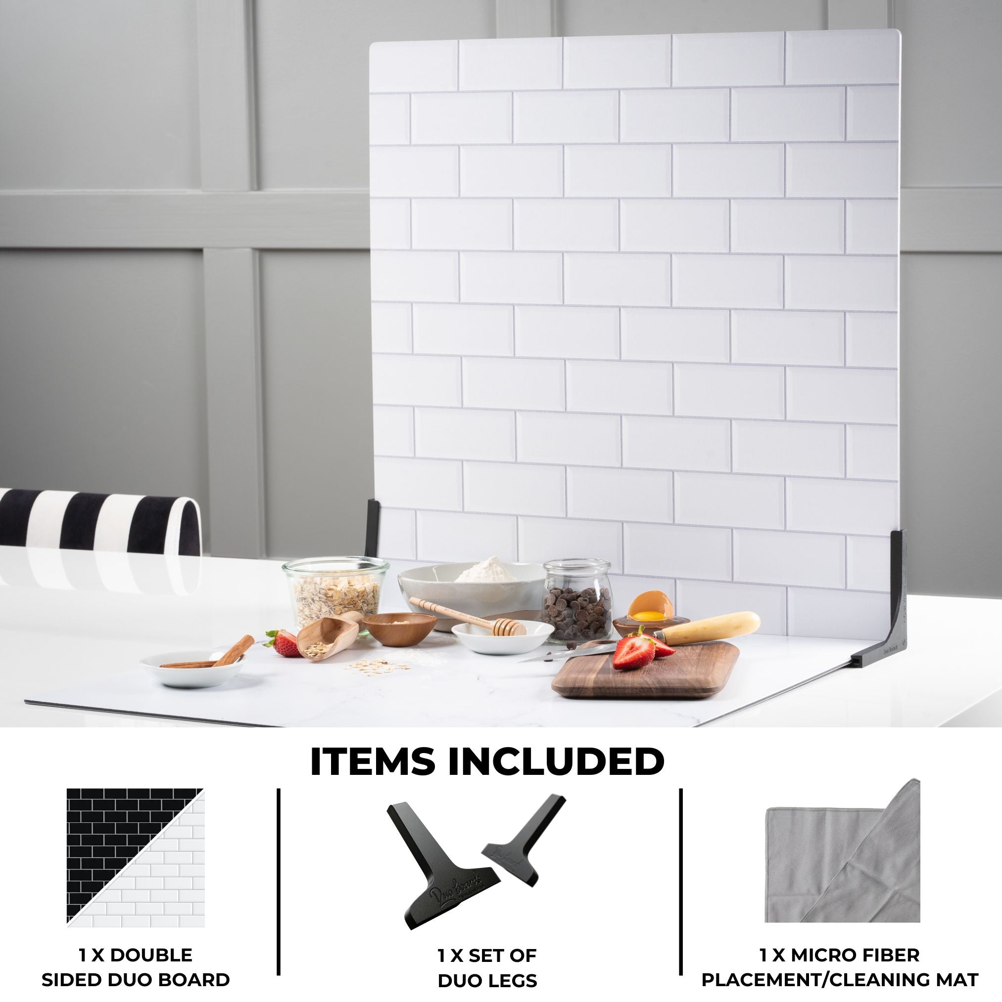 White Subway Tile/Ebony Subway Tile