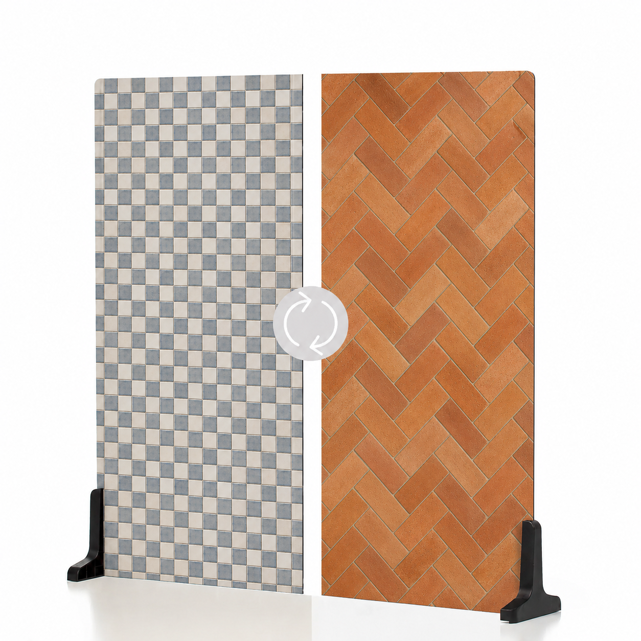 Blue Gray Micro Check / Warm Ochre Terracotta Herringbone