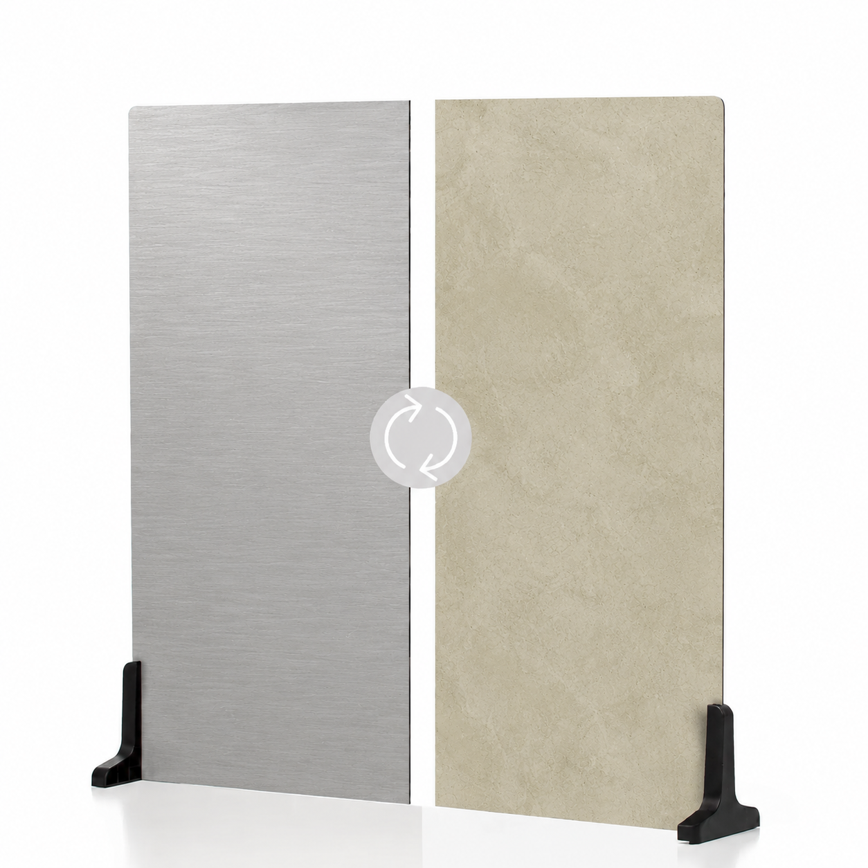 Brushed Stainless Steel / Warm Roman Clay Plaster