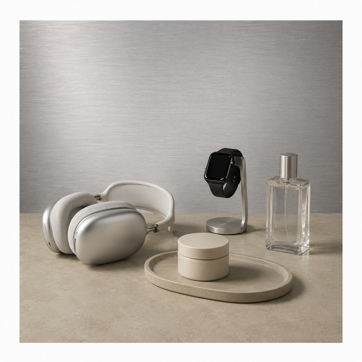 Brushed Stainless Steel / Warm Roman Clay Plaster - XL