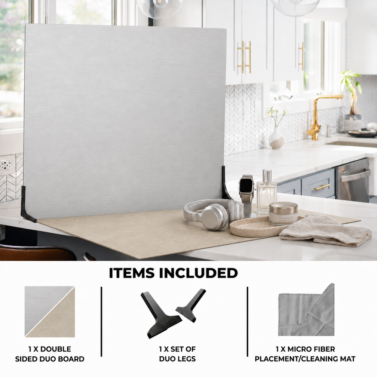 Brushed Stainless Steel / Warm Roman Clay Plaster - XL