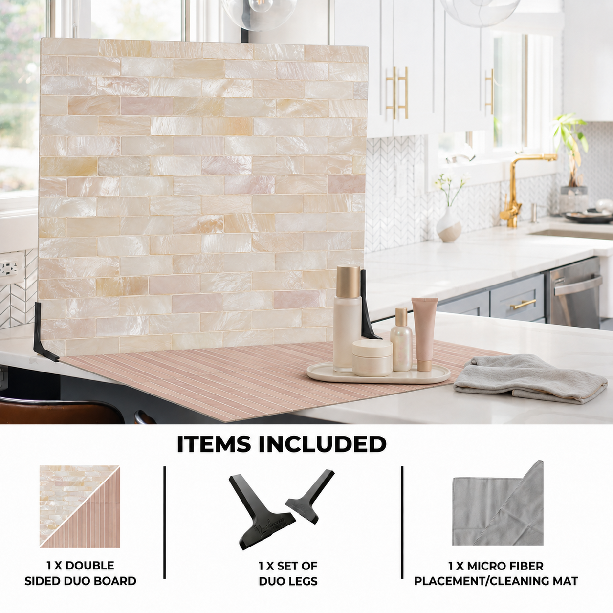 Pearl Oyster Shell / Dusty Blush Tile - XL