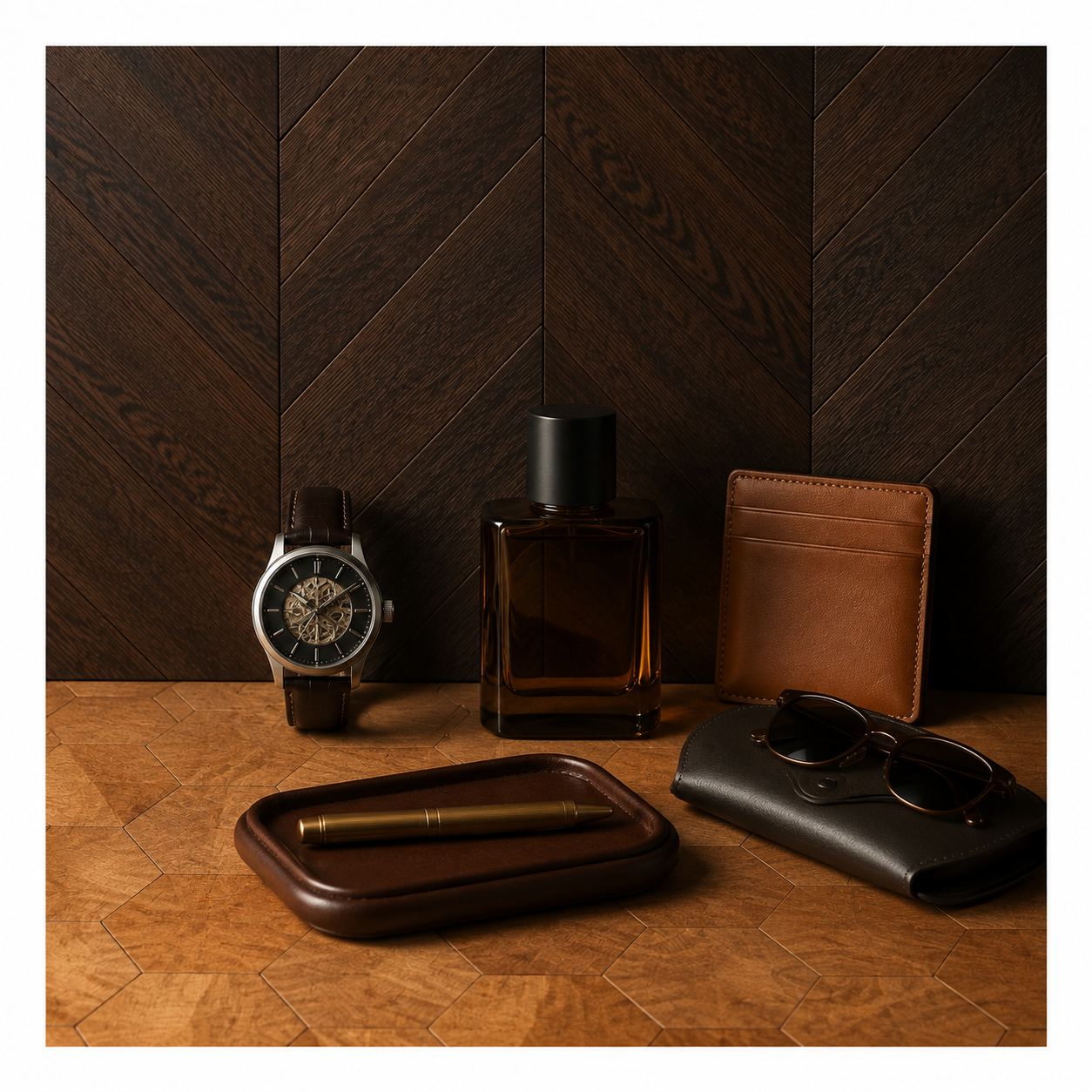 Dark Walnut Chevron / Warm Wood Honeycomb - XL
