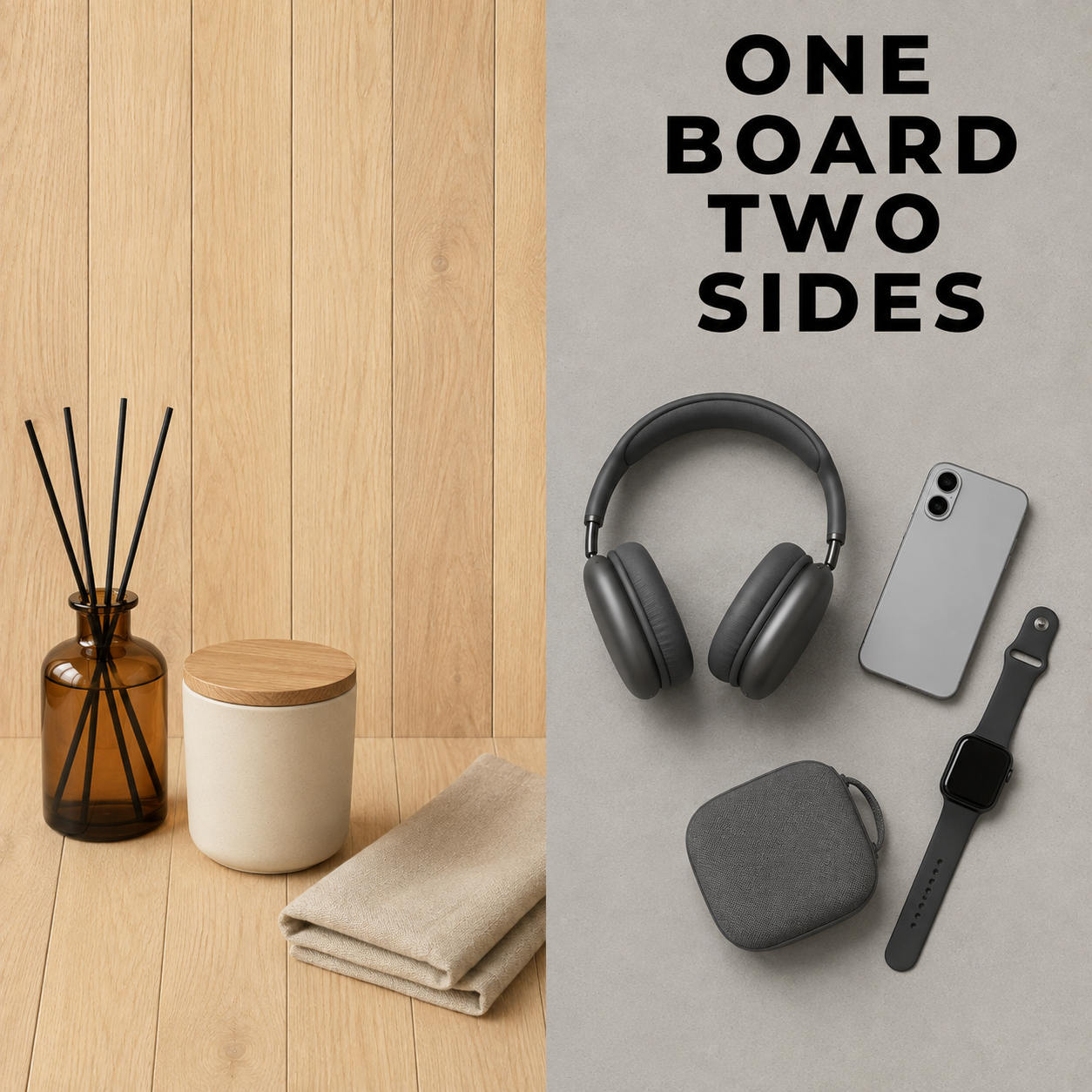 Natural White Oak / Soft Fog Concrete