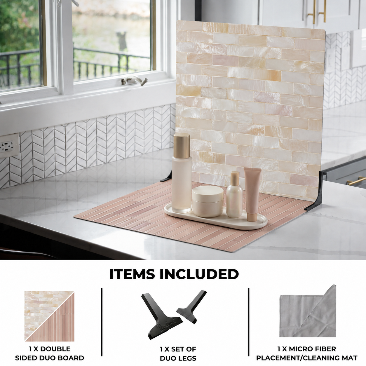 Pearl Oyster Shell / Dusty Blush Tile