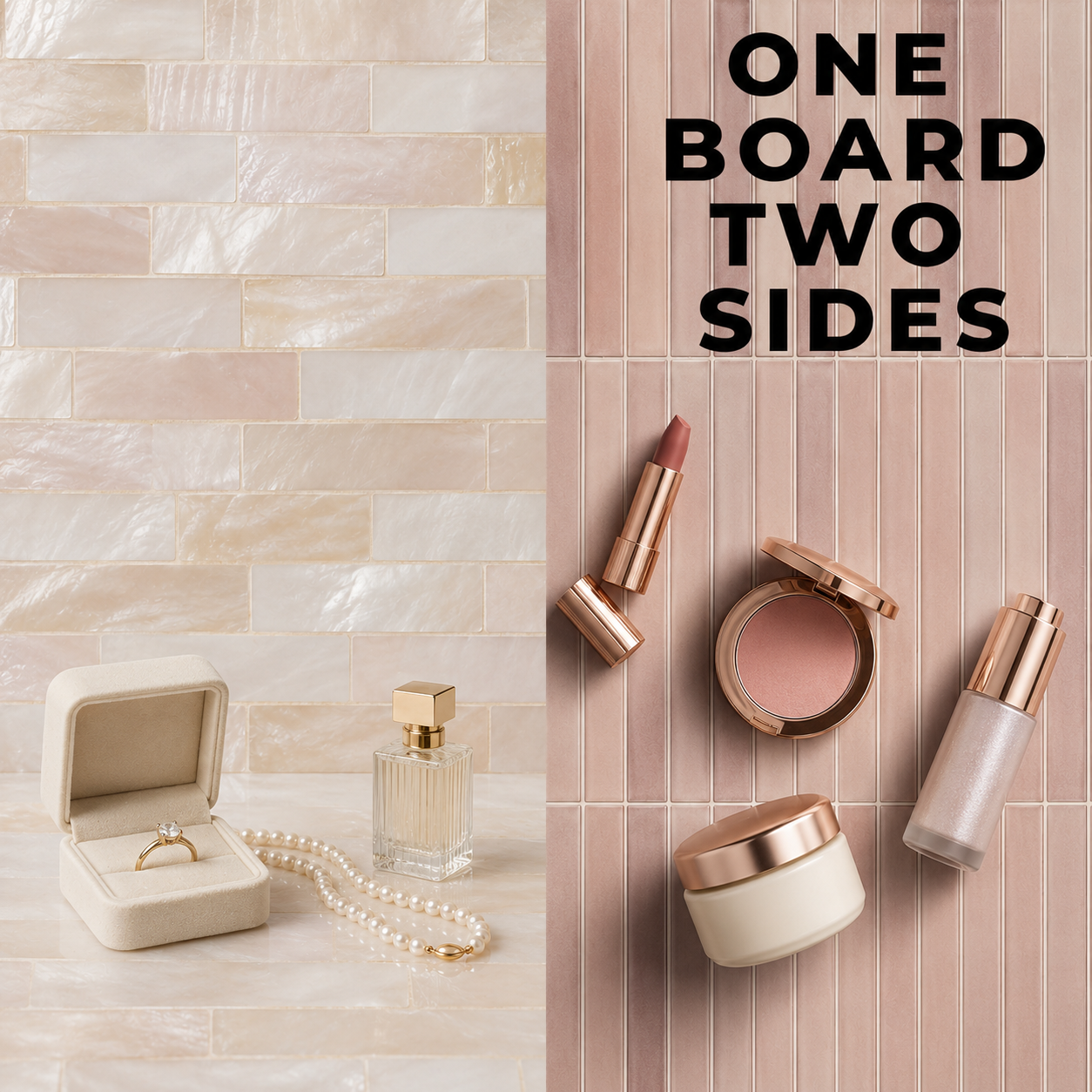 Pearl Oyster Shell / Dusty Blush Tile