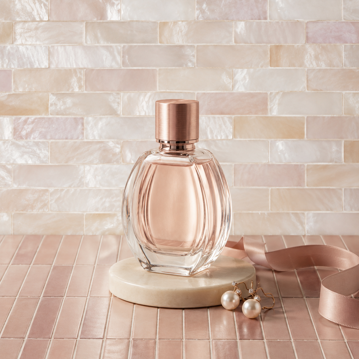 Pearl Oyster Shell / Dusty Blush Tile