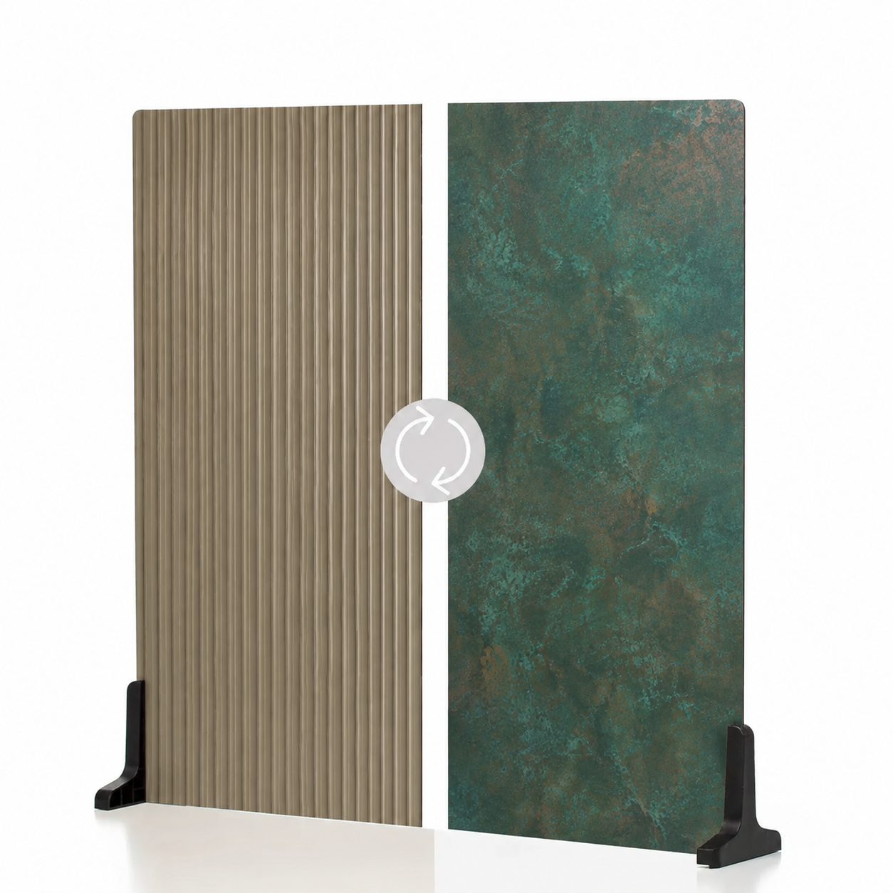 Smoked Champagne Reeded Glass / Verdigris Patinated Copper