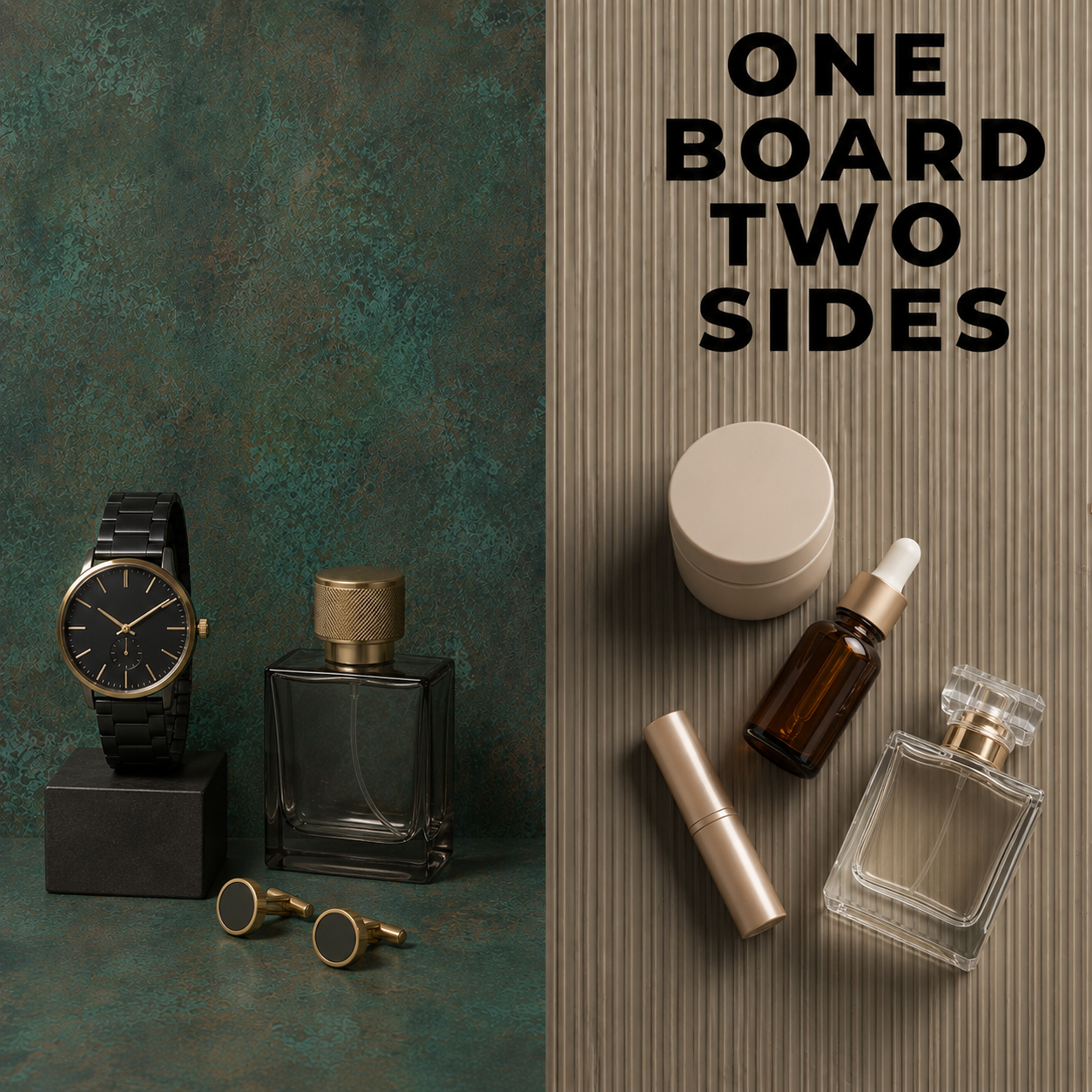 Smoked Champagne Reeded Glass / Verdigris Patinated Copper