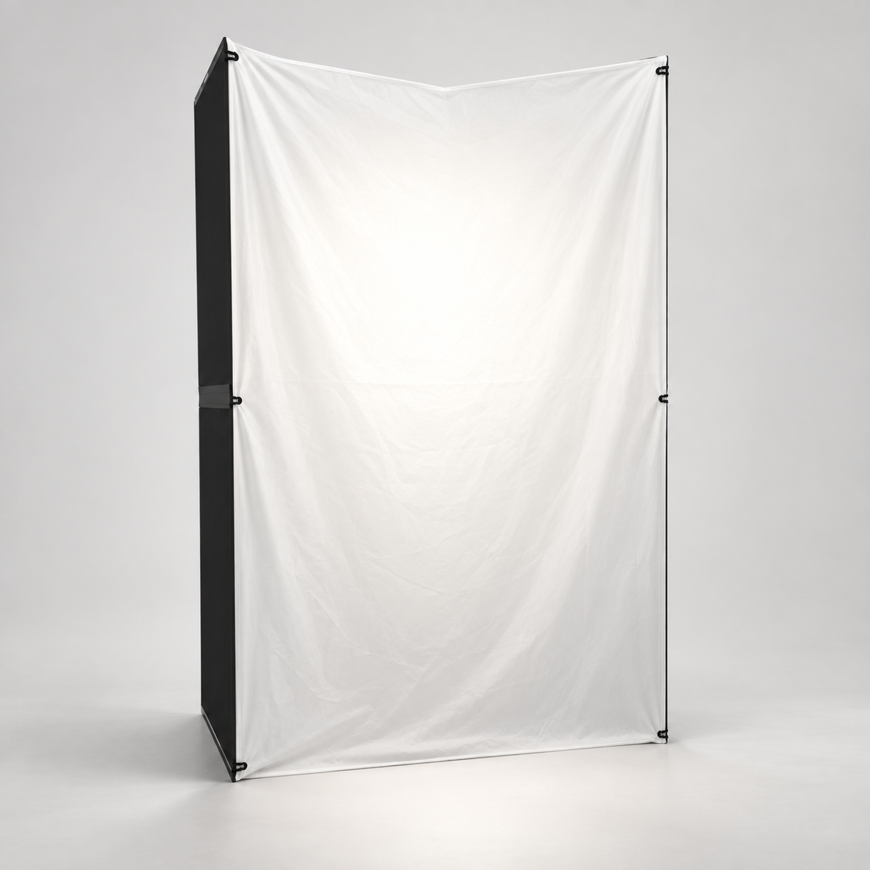 V-Flat 2.0 fitted with the white diffusion skin for soft studio lighting